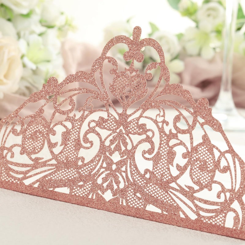 AdasBridal 25Pcs 250GSM Tri-Fold Glitter Wedding Invitations with RSVP Cards and Envelopes for Wedding Engagement Bridal Shower Birthday Quinceanera Party Invite(Rose Gold Glitter, 7.09 X 4.92inch) - Image 4